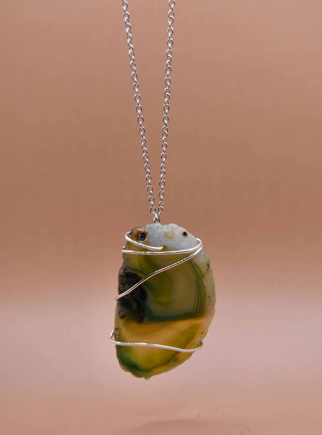 Green Agate Slice Necklace